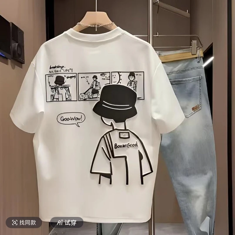 夏季男装T恤印花纯棉半袖休闲高档男士短袖t恤体恤潮牌百搭上衣T