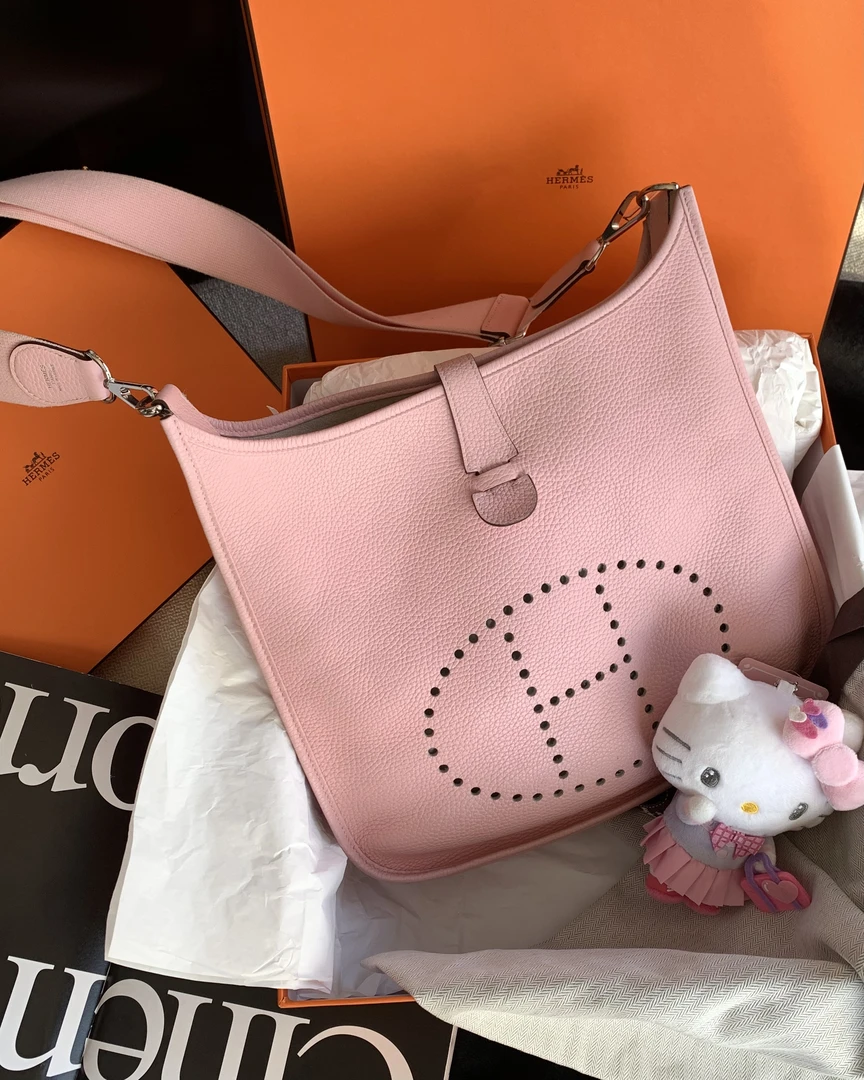 95新 Hermes/爱马仕 3Q樱花粉伊芙琳31包   18161881
