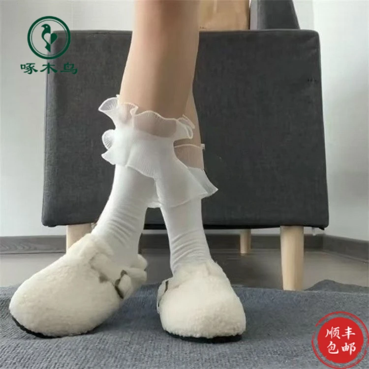 啄木鸟玛丽珍百搭日系公主白色长靴子内增高少女高跟学生甜美秋冬