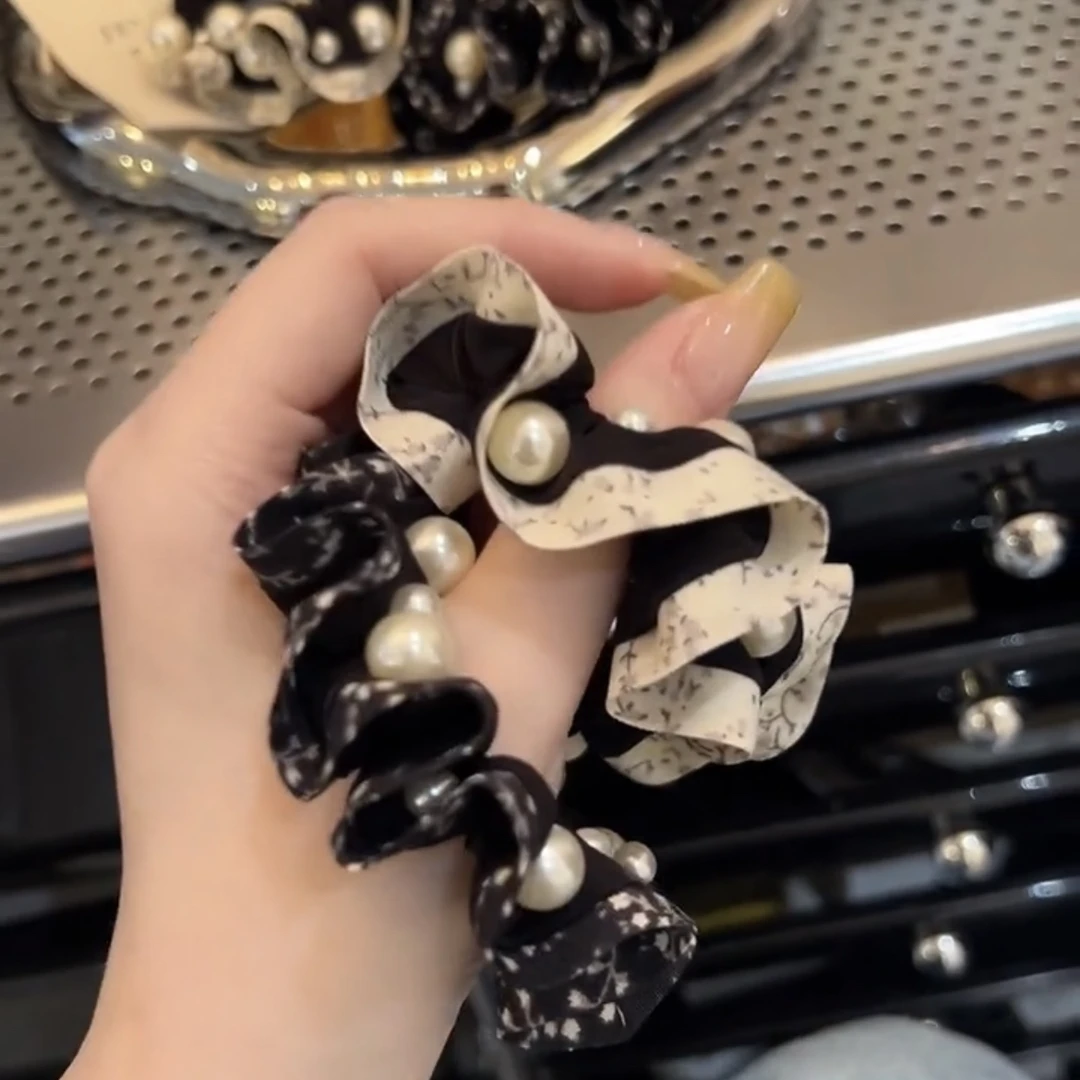 发两根韩系新款碎花布艺小肠发圈高级感丸子头发绳马尾扎发