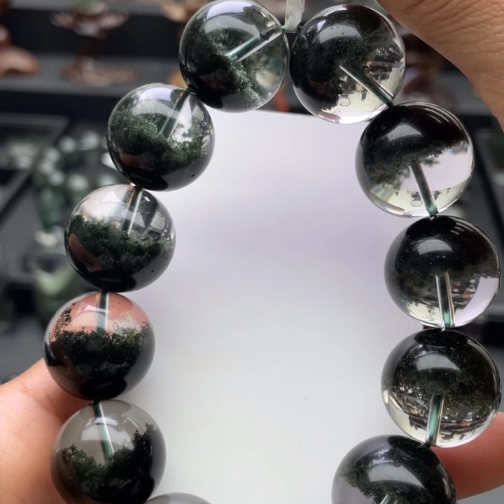 水晶手链未镶嵌绿幽灵聚宝盆20