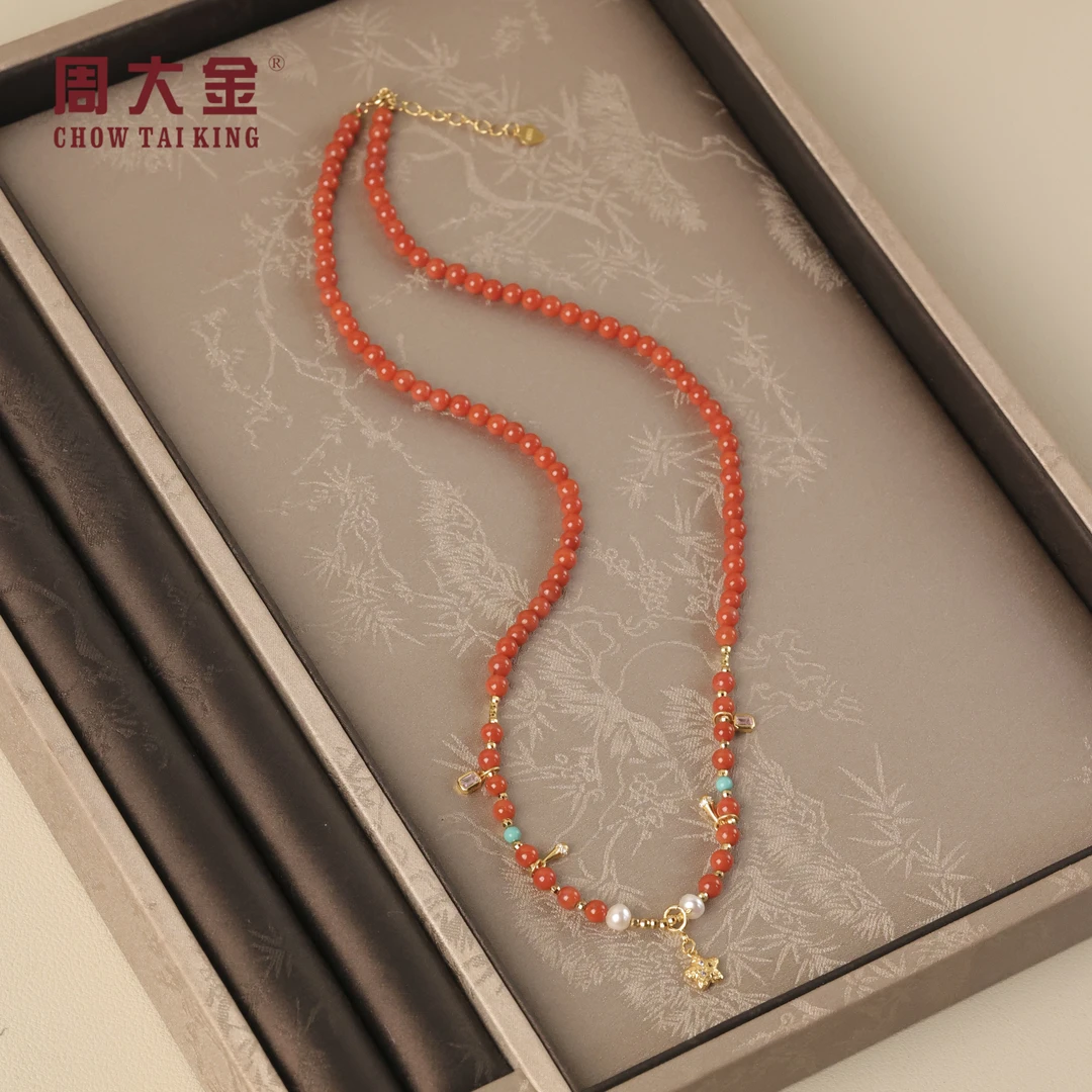 【周大金玉石】S925银南红项链-X3420-娟