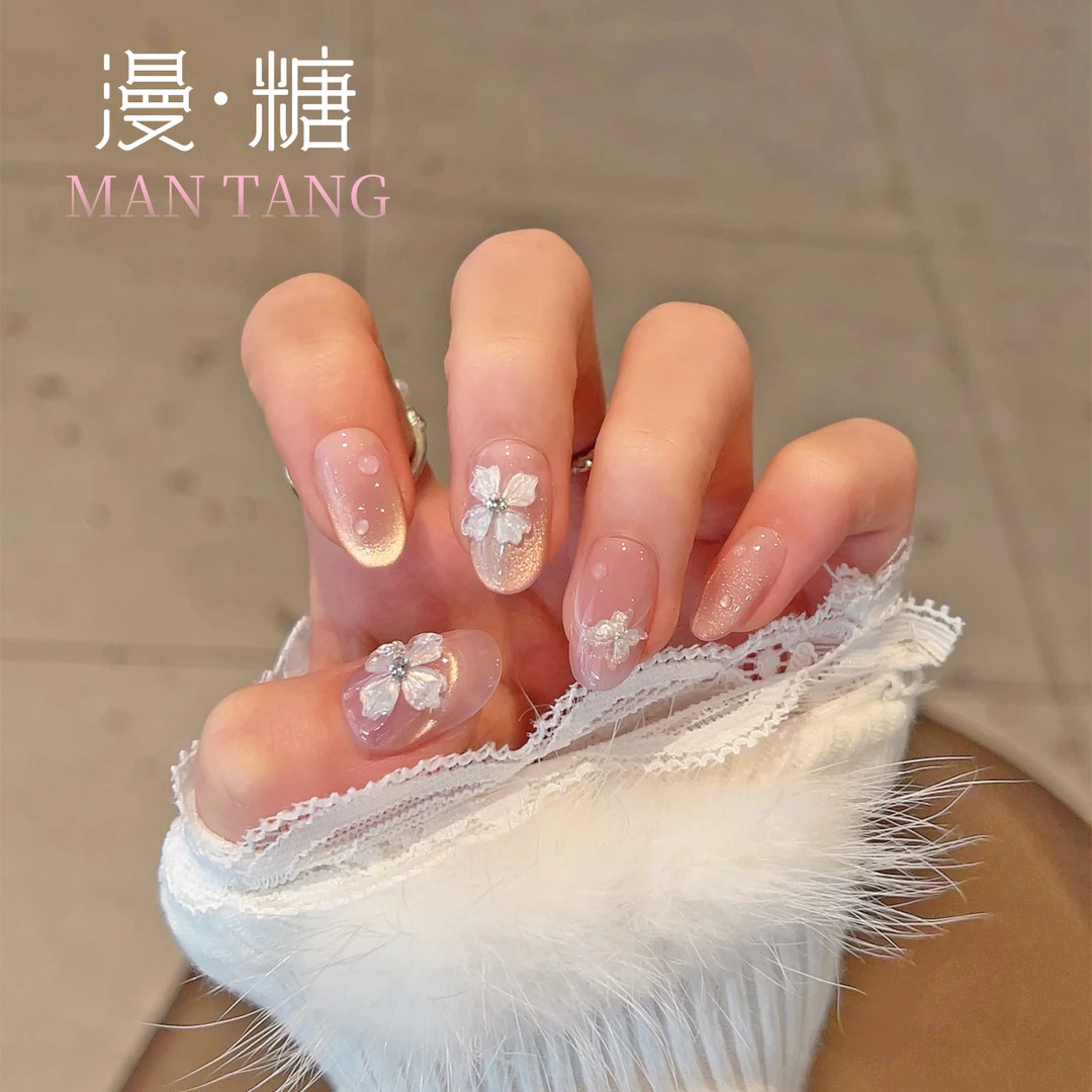 漫•糖【花漾琉璃】纯手工穿戴甲仙女风气质花海美甲穿戴式爆闪M34