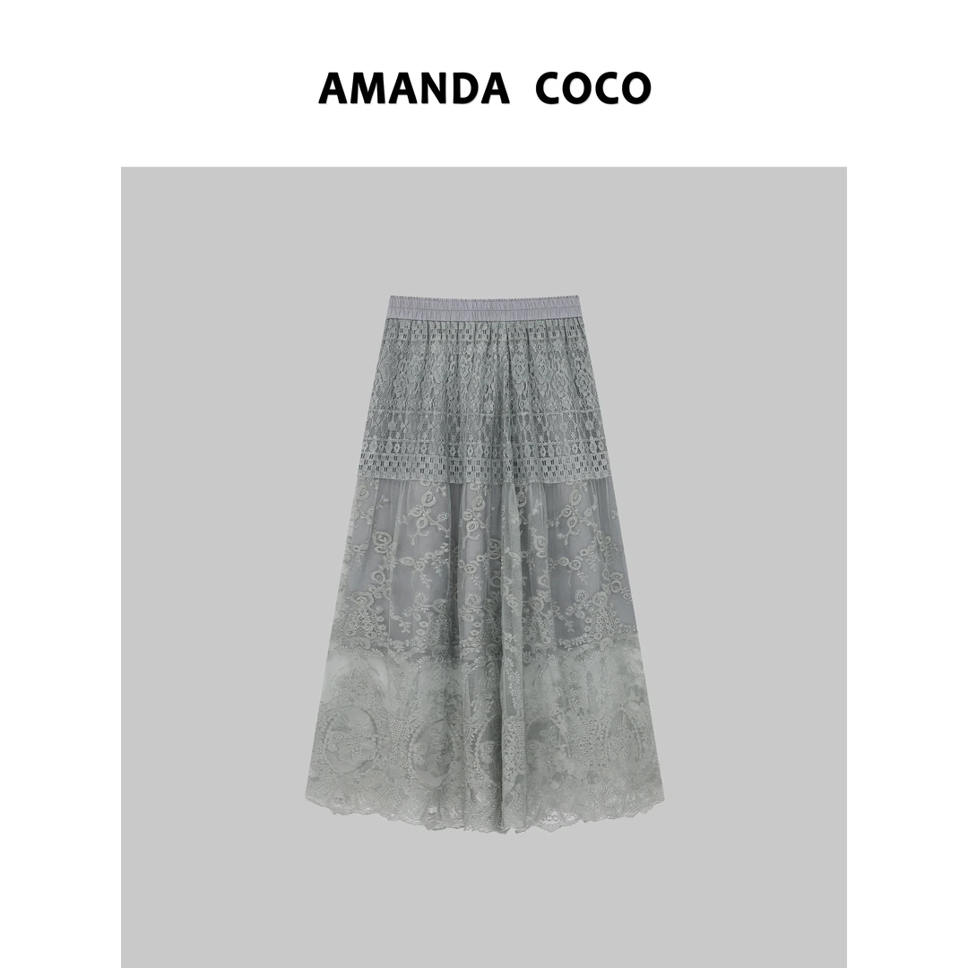 AMANDACOCO 灿灿 | 花蕾梦境～重工蕾丝绣花高级感气质优雅半身裙