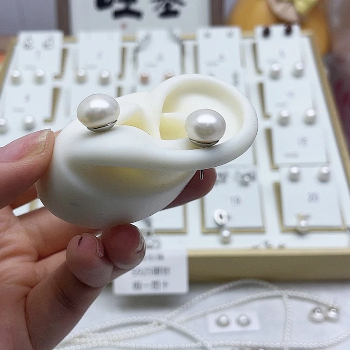 淡水珍珠耳饰银S925镶嵌小****7