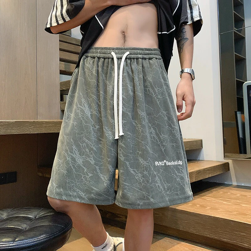 俞兆林夏季薄款户外出游短裤男美式潮牌痞帅扎染宽松休闲五分裤子