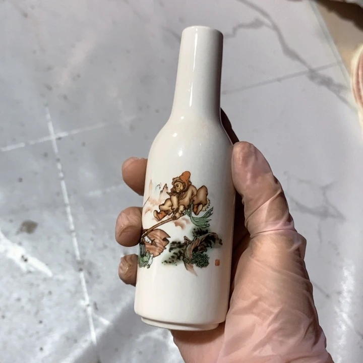 瓷片一厂寿星花瓶摆件高度13.5厘米