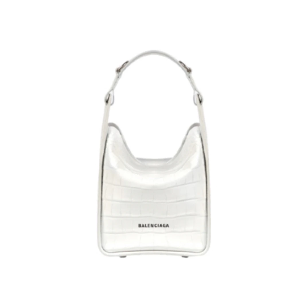 95新 Balenciaga/巴黎世家 水桶包 白色鳄压/JW0230