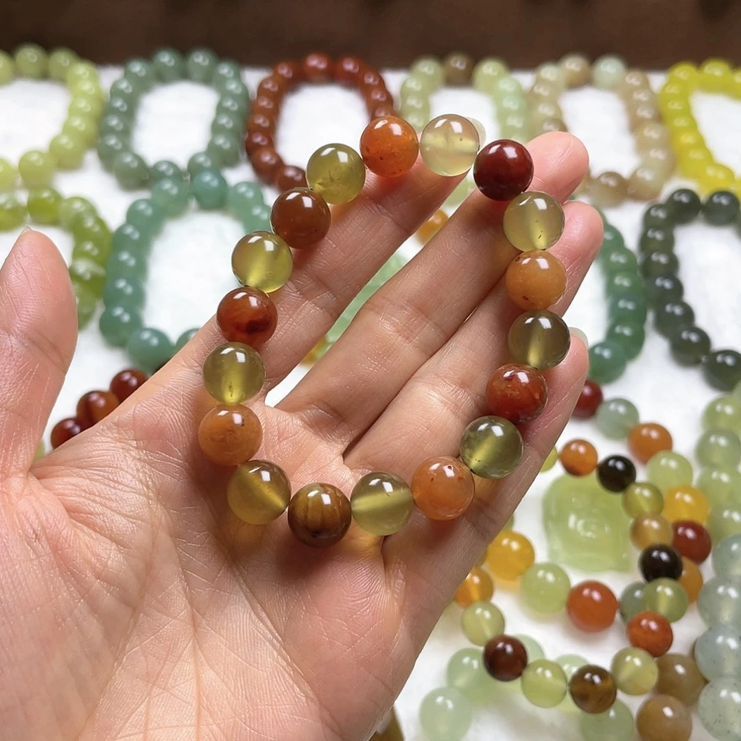 蛇纹石玉手串未镶嵌大***水