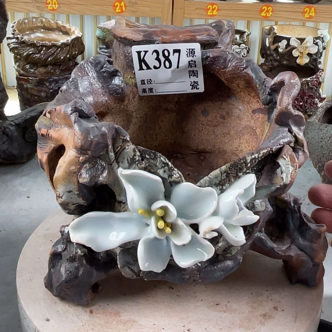 紫砂花盆景德镇陶瓷花盆387