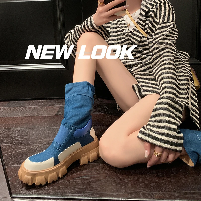 7389/厚底中筒靴小众高高货工装马丁靴牛仔高定系列