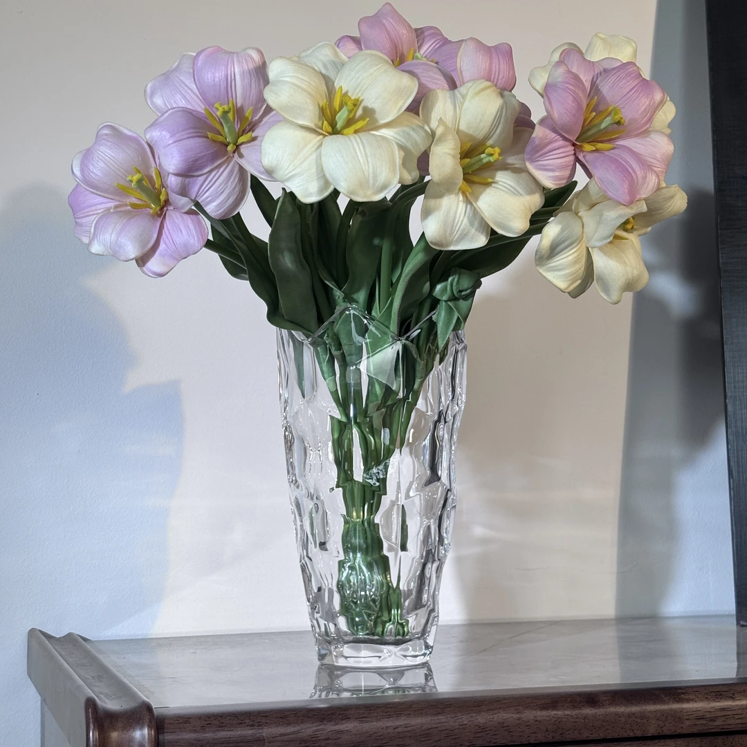 郁金香花瓶|透明加厚花瓶专用餐桌羽毛球客厅高级感水样鲜花摆件