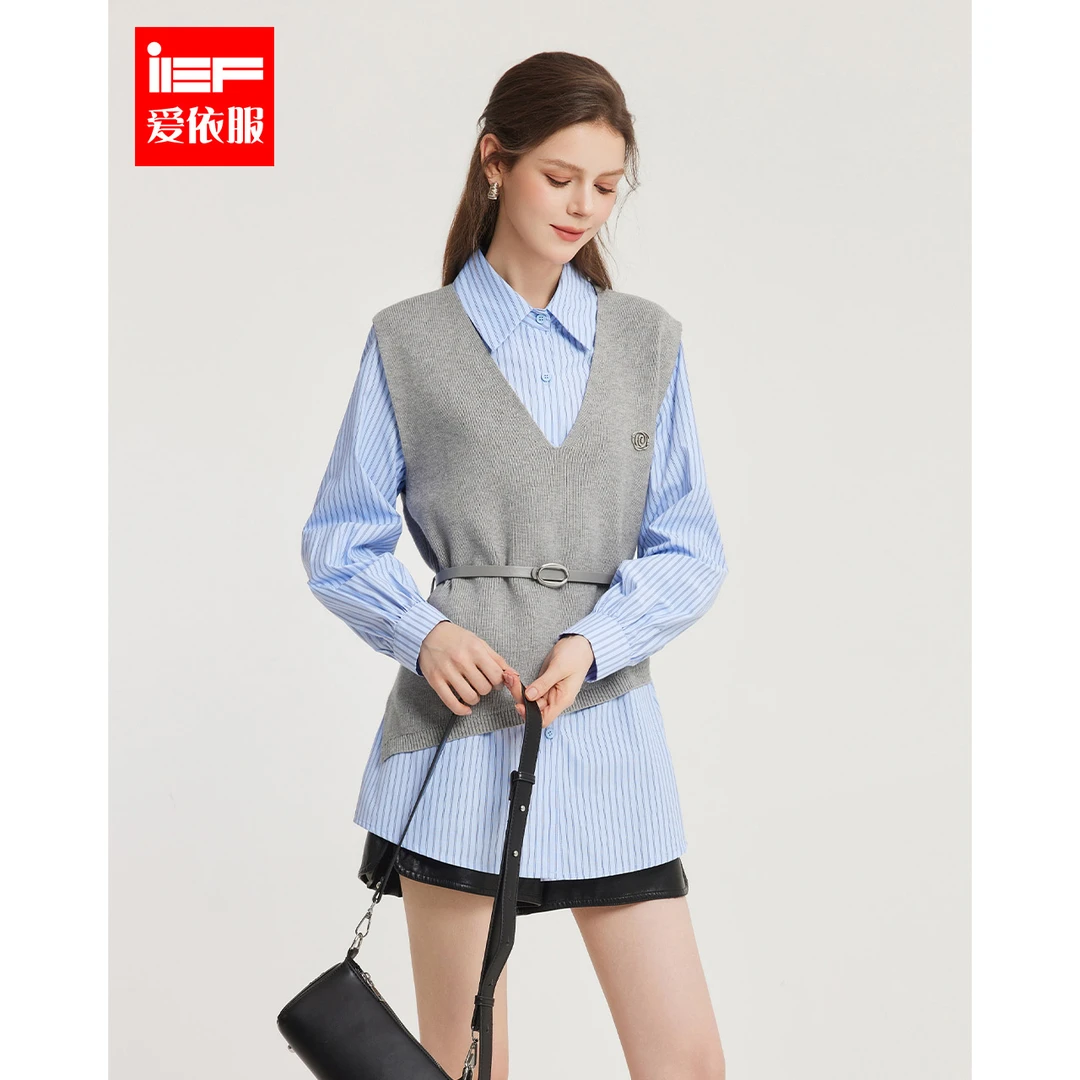 IEF/爱依服2025春季新款上衣韩系休闲通勤别致简约时尚两件套