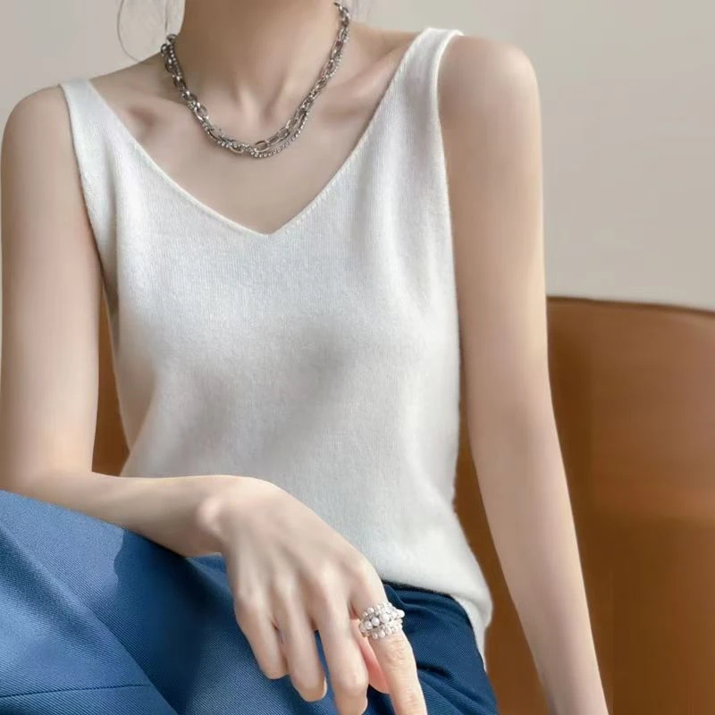 针织吊带背心春秋百搭显瘦宽松无袖外穿内搭短款-3496-1