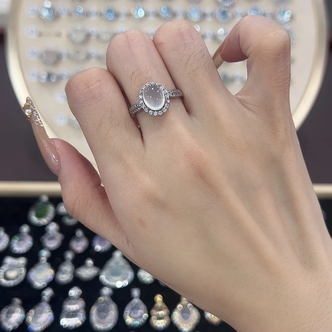 意***e蛇纹石玉银S925镶嵌戒指