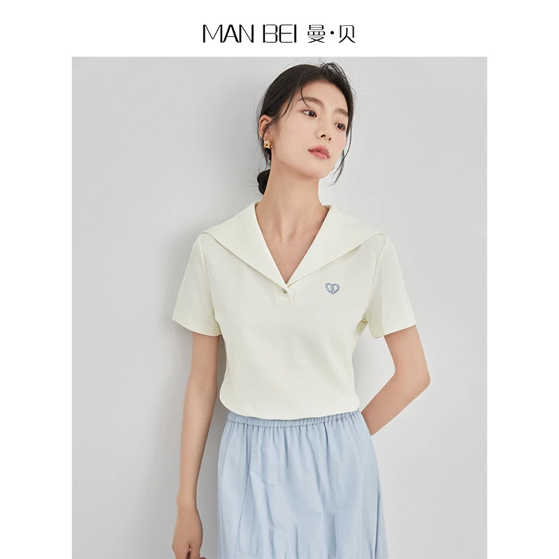 【夏日清仓】刺绣常规休闲设计感短款字母短袖常规款T恤新复古风