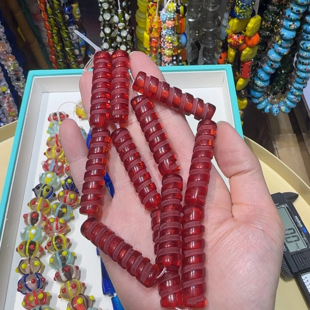 琉璃非金属尼泊尔红树脂螺旋管珠