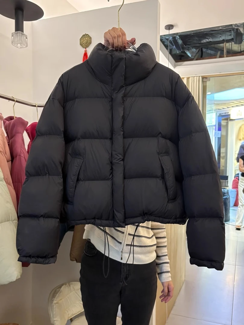 2024冬新款韩版短款白鸭绒保暖泡芙羽绒服女小个子学生面包服外套