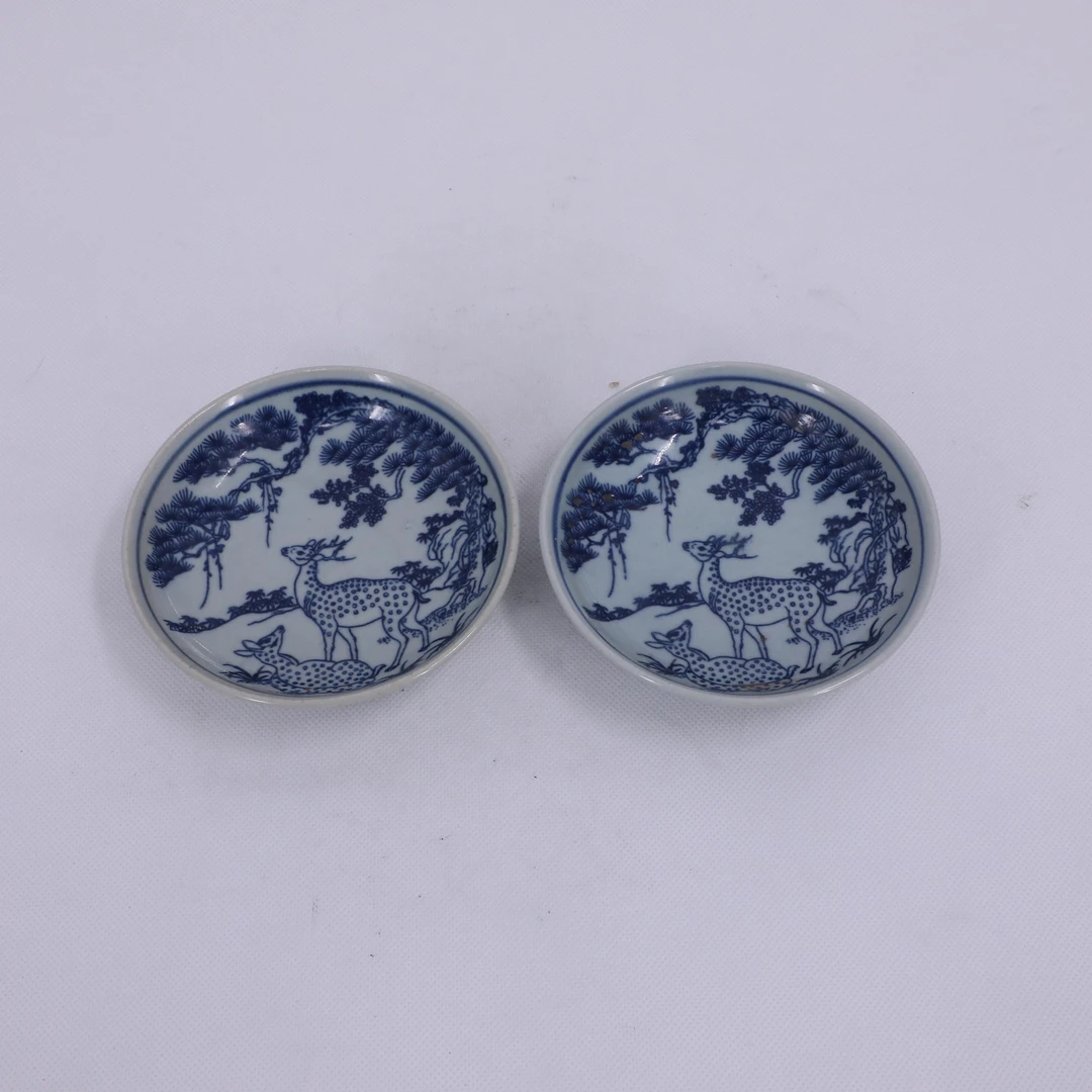 古陶瓷/青花松鹿盘LOT1694