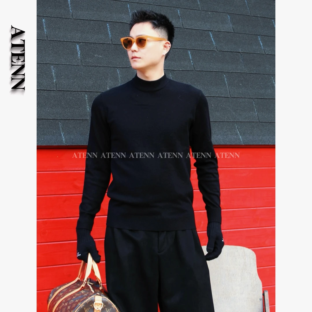 ATENN2025款嘉尔同款重磅高品质绵羊毛针织打底秋冬百搭毛衫长袖