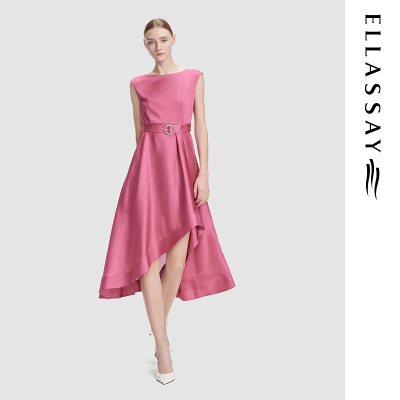 【晨粉专享价】歌力思2025春夏新款气质收腰不规则连衣裙女Y141