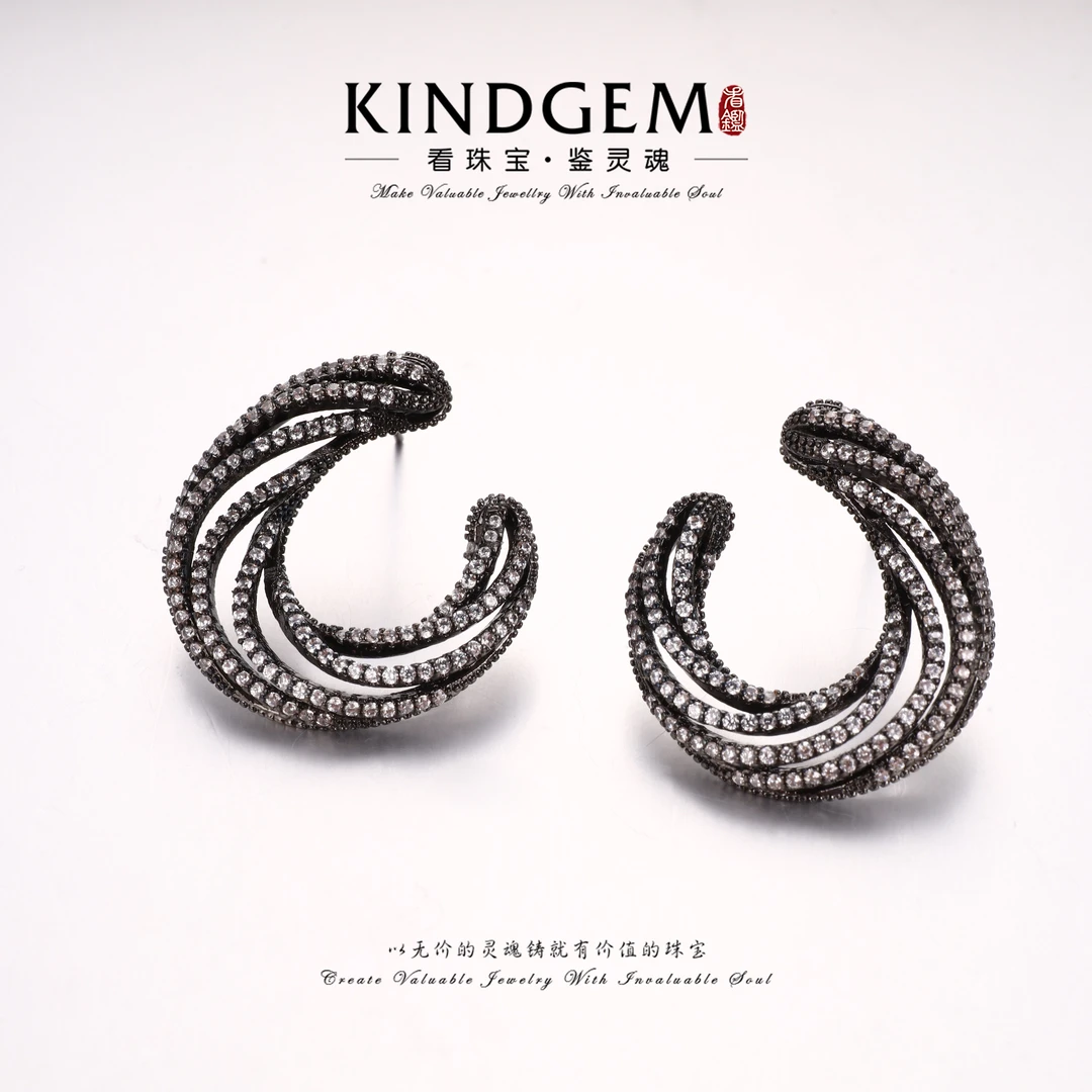 铜合金锆石耳饰 【Lisa Nik】美·重工镶嵌设计感高级耳环 C-30630