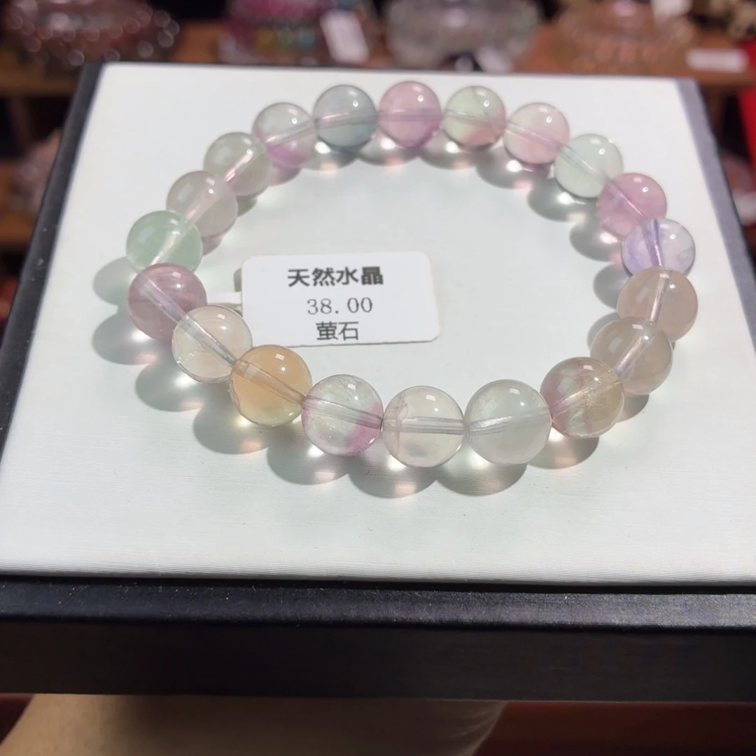 水晶手串未镶嵌彩萤石9+