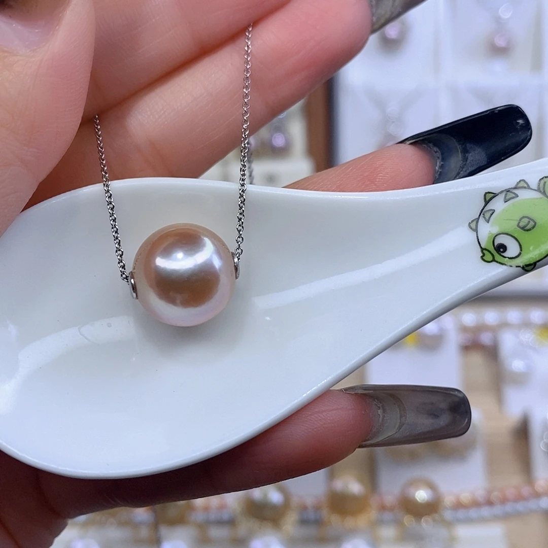 银S925镶嵌颈饰淡水珍珠F