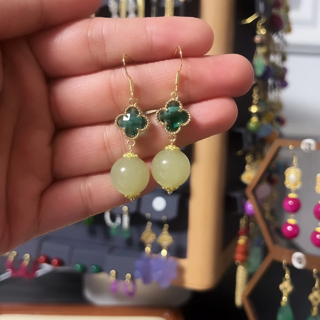 锆石纯铜925银耳饰