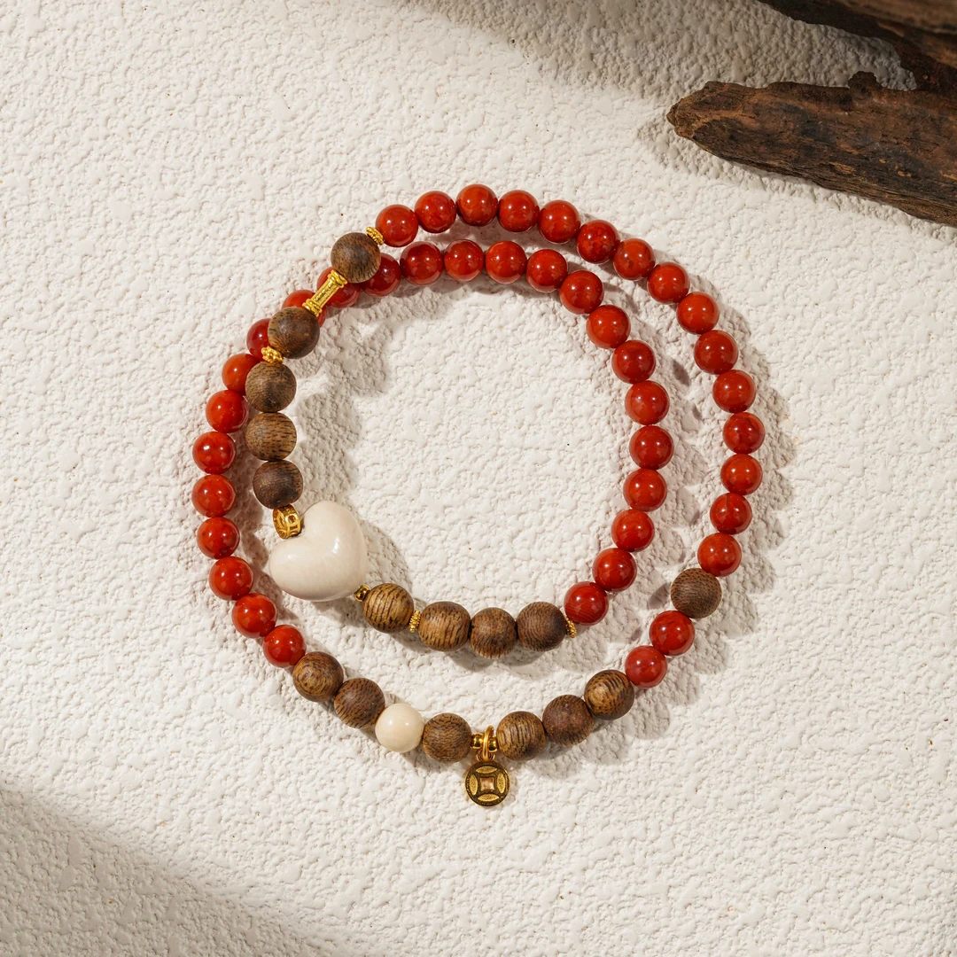 【鸿云当头】沉香南红手串 （天然珠宝多样性发其一）