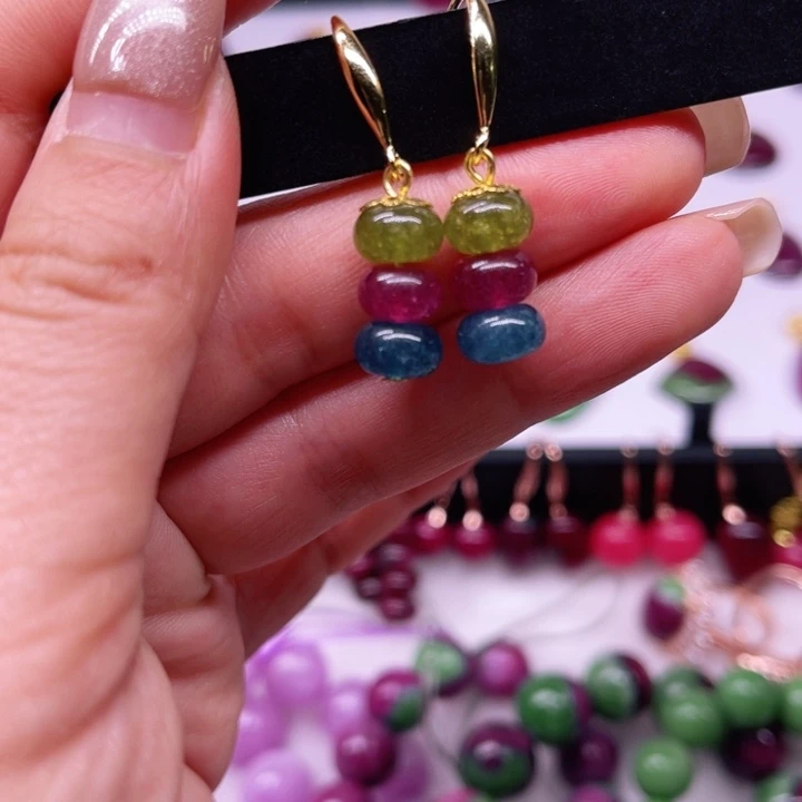 碧玺耳坠银S925镶嵌耳坠