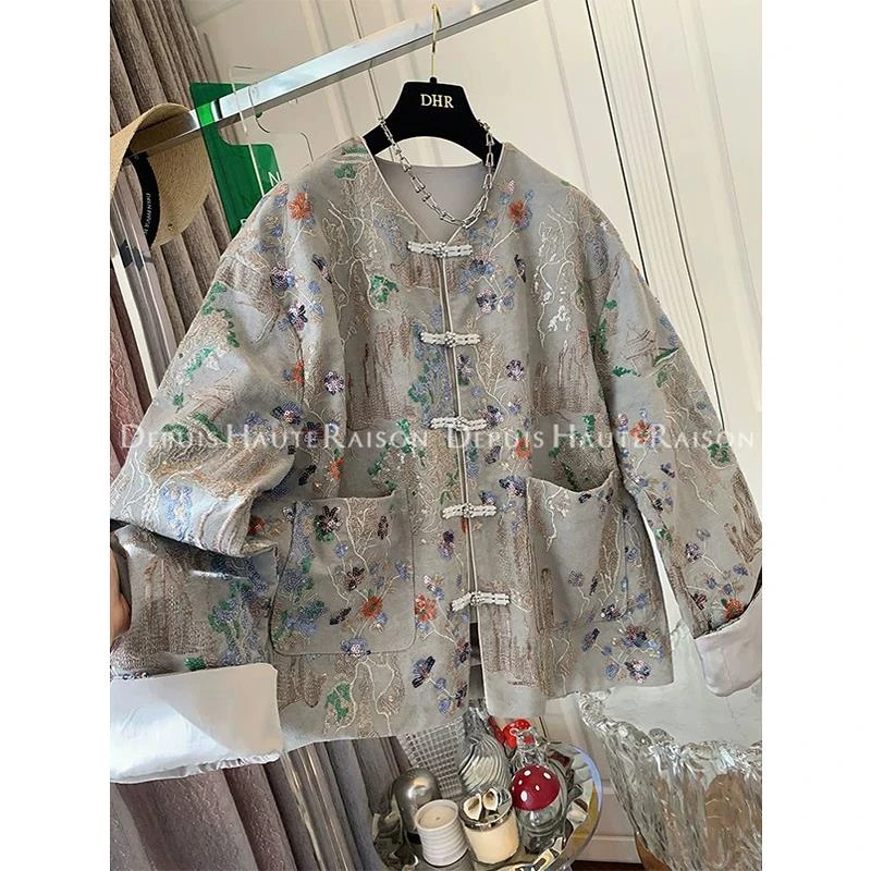 特大码300斤国风新中式设计感男款外套春季国潮气质复古宽松夹克2