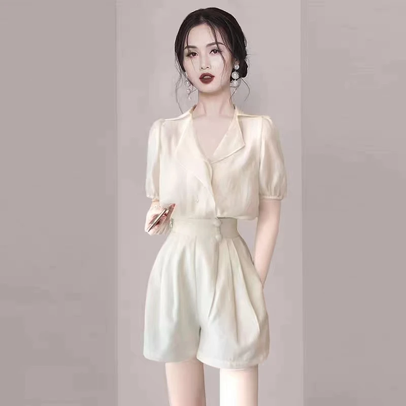 洋气减龄小个子休闲短裤套装2025夏季新款小众设计显瘦女装两件套