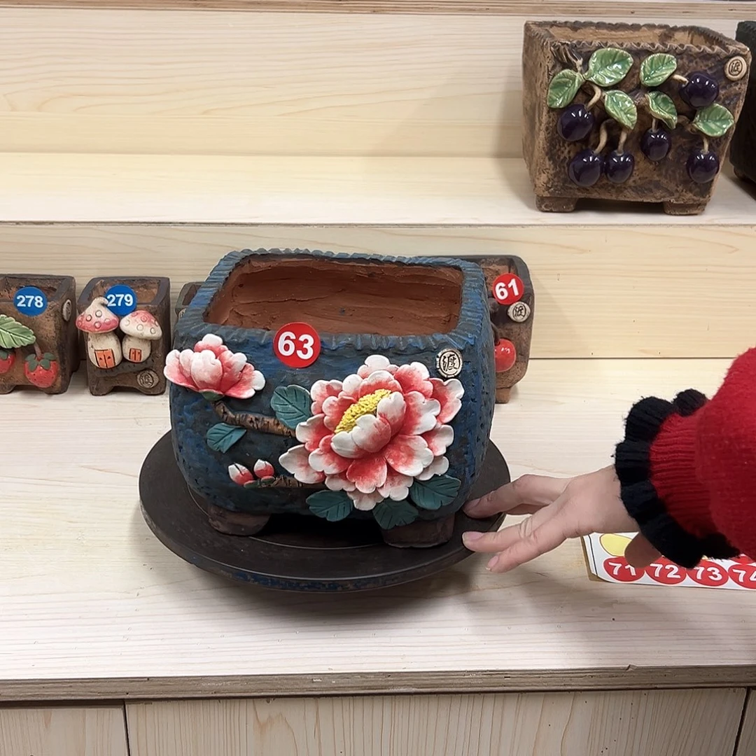 紫砂花盆63号内口 16×14外高15