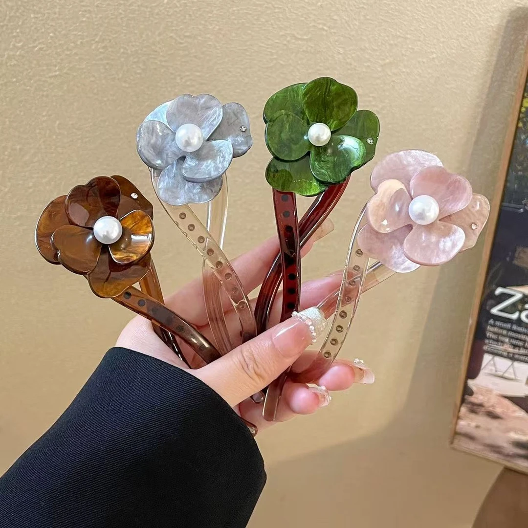 高端花朵抓夹甜美百搭鲨鱼夹小清新扭扭夹新款发饰高颜值简约头饰