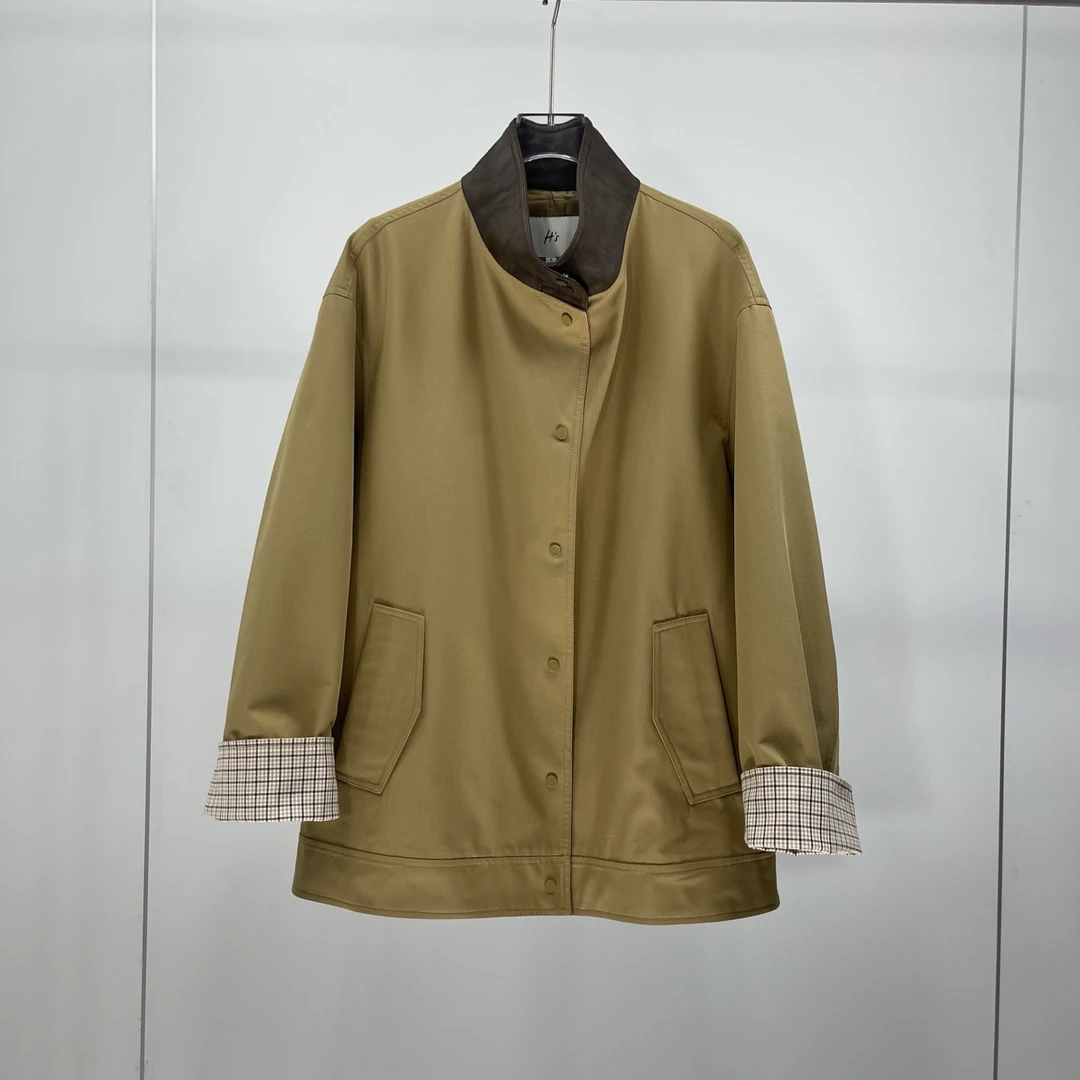 6321H家25春新款休闲百搭卡其风衣外套