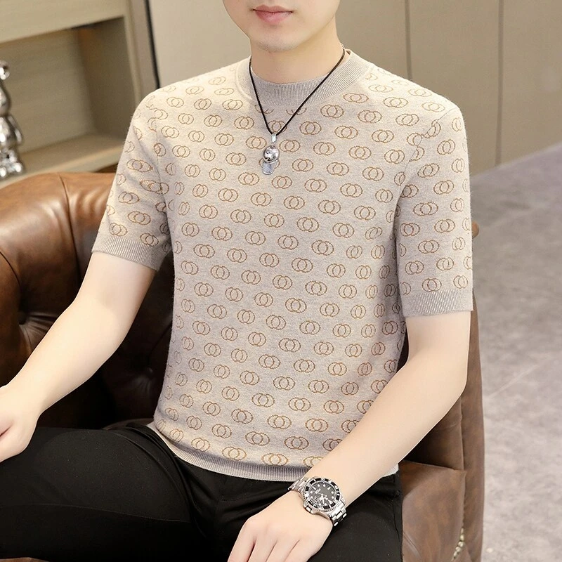 【高品质】帅气针织T恤2025春季男卫衣打底衫圆领男士休闲百搭个性A