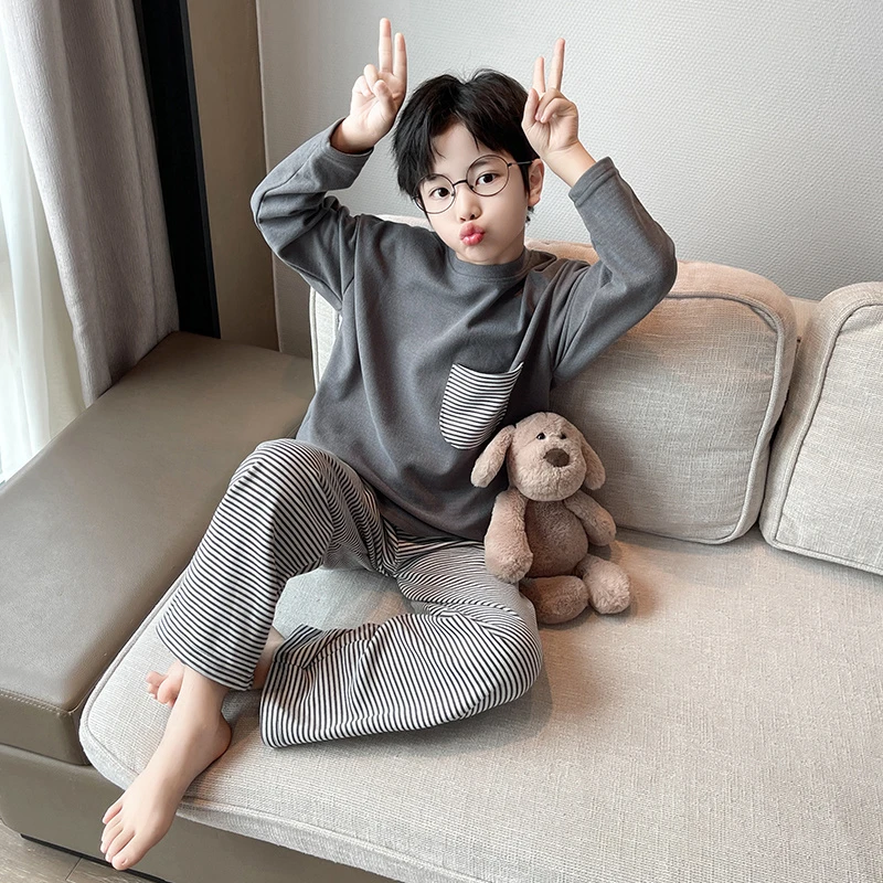 儿童装男童秋装睡衣2025新款大童春秋款男孩秋季纯棉青少年家居服