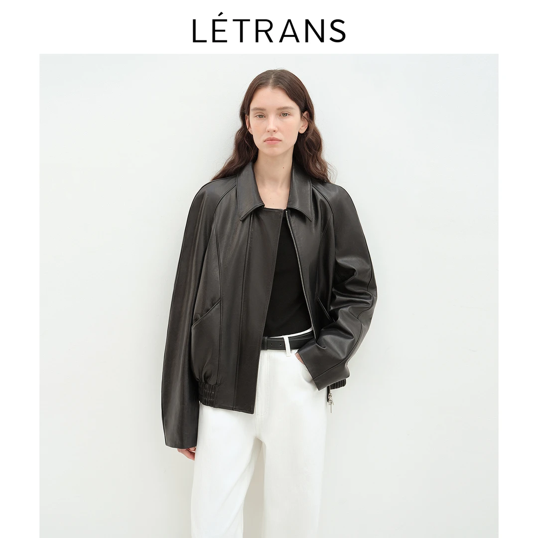 【元一Letrans 】时髦皮衣秋冬翻领羊皮皮衣外套女2025新款开春短