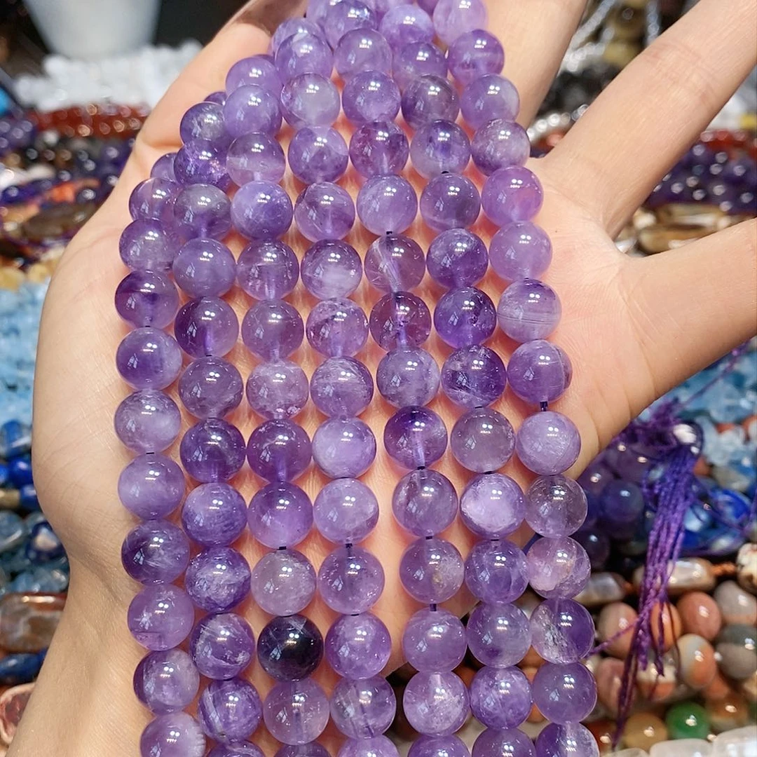 玛瑙/玉髓散珠天然紫水晶10mm一条