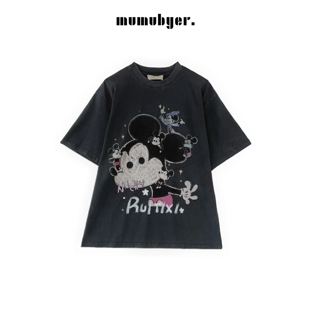 MUMUBYER •“奇趣乐园”重磅不厚！水洗做旧米奇印花短袖