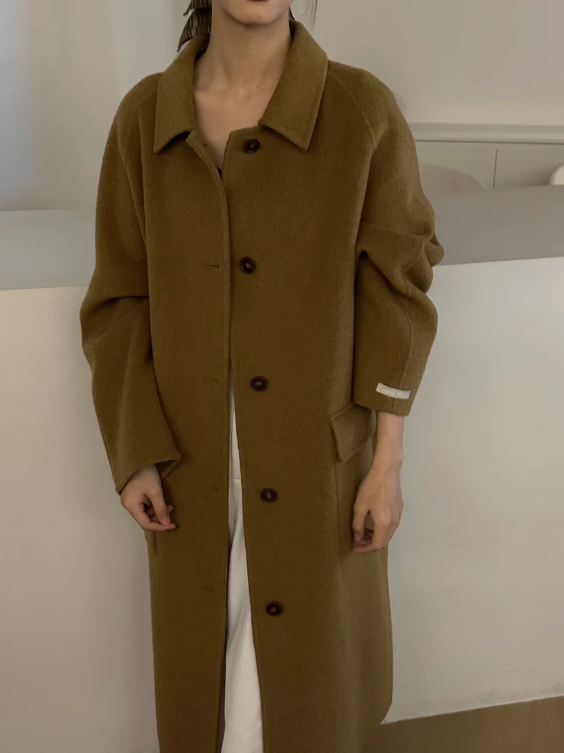 『SHUEY-7301』正品韩版-3D翻盖口袋轻奢羊毛双面大衣加厚宽松