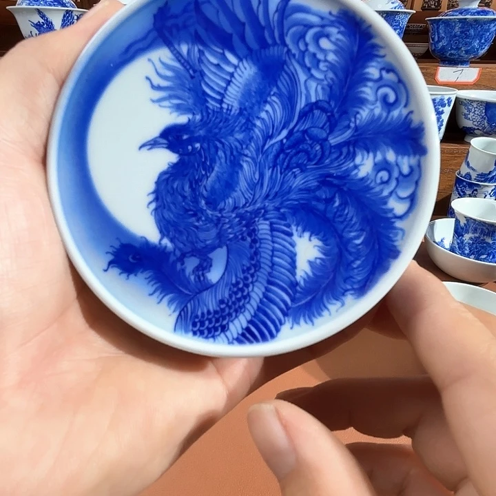 你***道青花手工手绘凤盖置