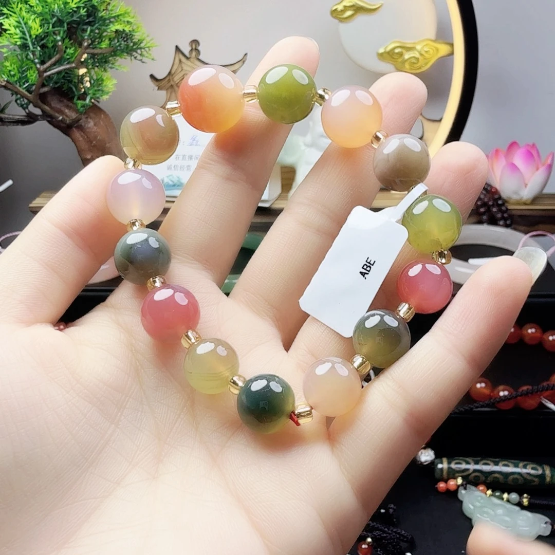 玛瑙/玉髓未镶嵌手链多宝色玛瑙手串………