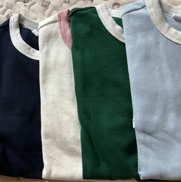 时尚拼接常规女圆领上衣短袖女装