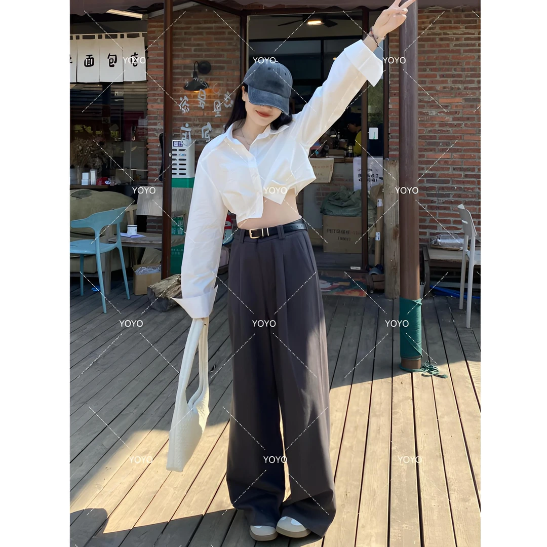 YOYO自制【显瘦西裤】春款2025休闲垂感设计感修腿拖地阔腿西裤