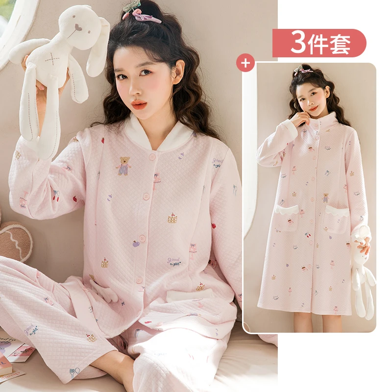 家时光月子服秋冬空气夹棉哺乳服孕妇睡衣孕期家居服睡衣加厚5546