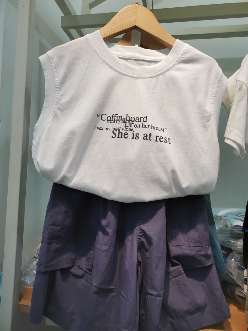 新款男童夏季外穿宽松薄款无袖字母背心T恤