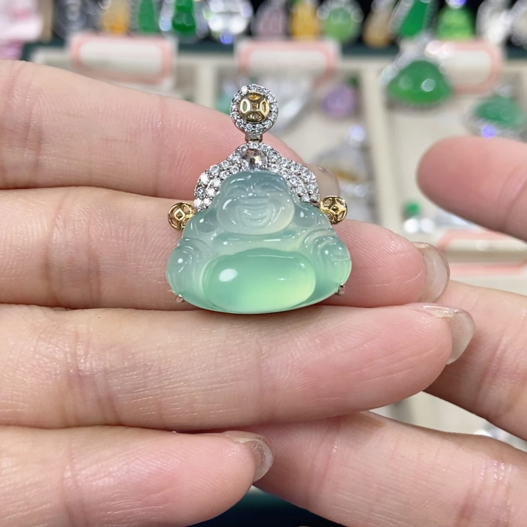 H***y玛瑙/玉髓银S925镶嵌吊坠(不含链)