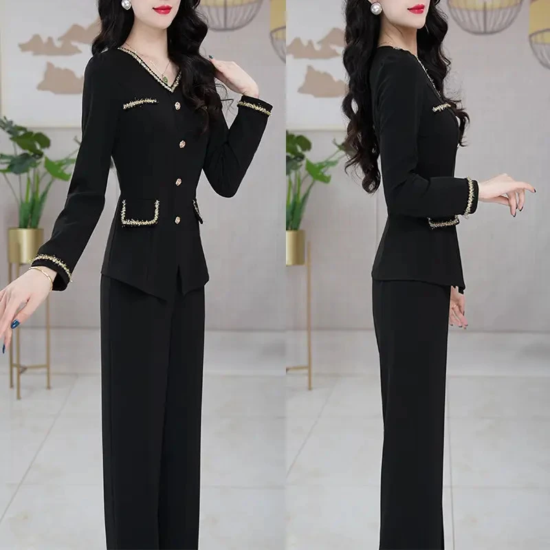 【两件套】27783梦晚秋季轻奢贵夫人气质时尚大气休闲显瘦套裤-XZY